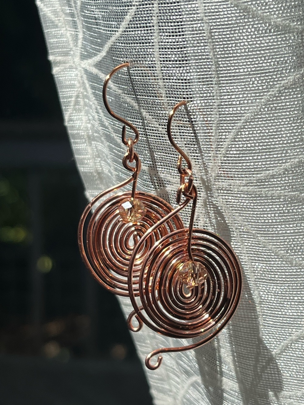 Pure copper  sacred geometry Spiral Earrings for healing and balance